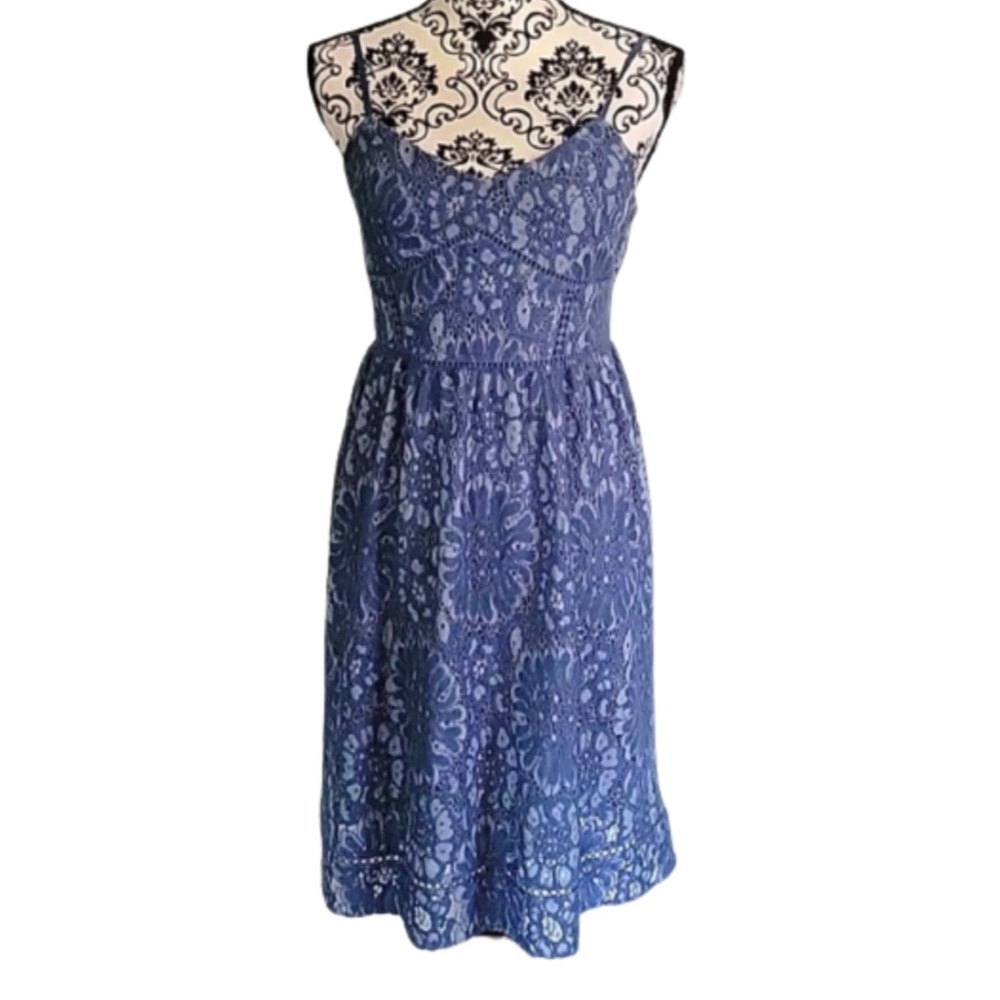 Ann Taylor Lace Overlay Sleeveless Dress